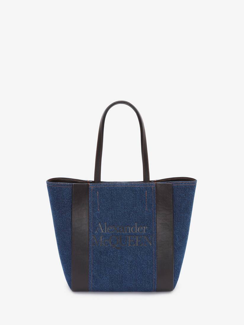 Bolsos De Compras Alexander McQueen Small Signature Mujer - Azules - Mexico 095-GQPCFA